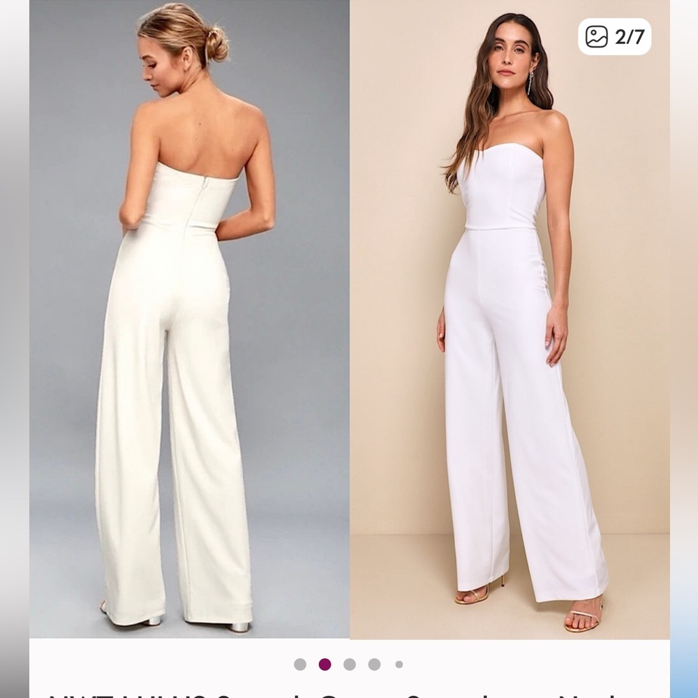 Lulus white Strapless Wide-Leg Jumpsuit - Picture 2 of 6
